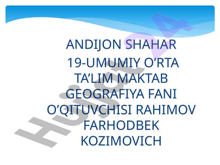 Geografiya fani bo'yicha dars rejasi