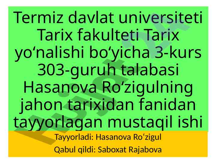 Afshorlar va qojariylar sulolasi haqida mustaqil ish