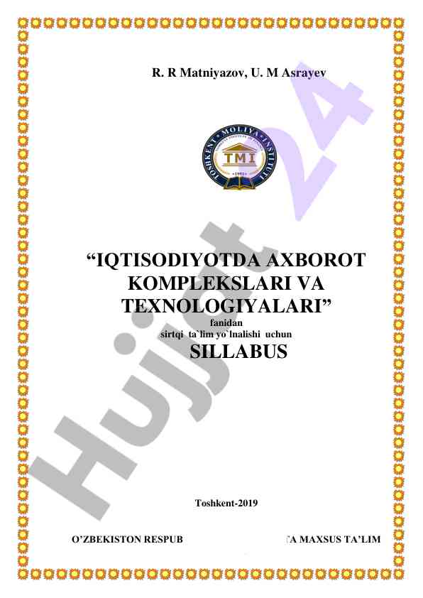 Iqtisodiyotda axborot komplekslari uslubiy qo‘llanma