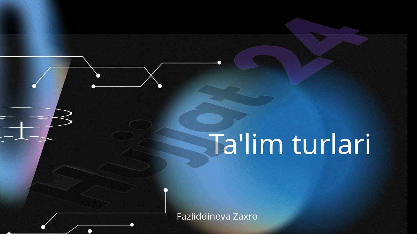 An'anaviy ta'lim va uning afzalliklari