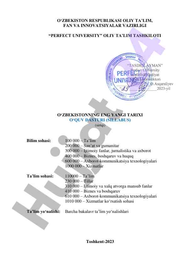 O‘zbekistondagi eng yangi tarix o‘quv dasturi