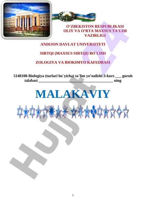 Amaliyot hisobati biologiya ta'lim yo'nalishi uchun