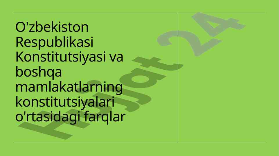 O'zbekiston respublikasi konstitutsiyasining asosiy tamoyillari