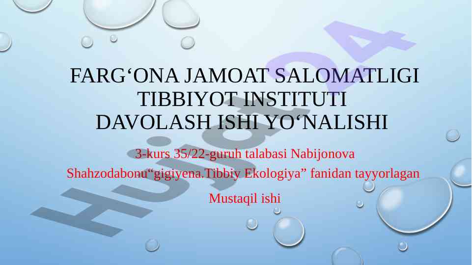 Bolalar muassasalarini loyihalashtirish gigiyenik talablari