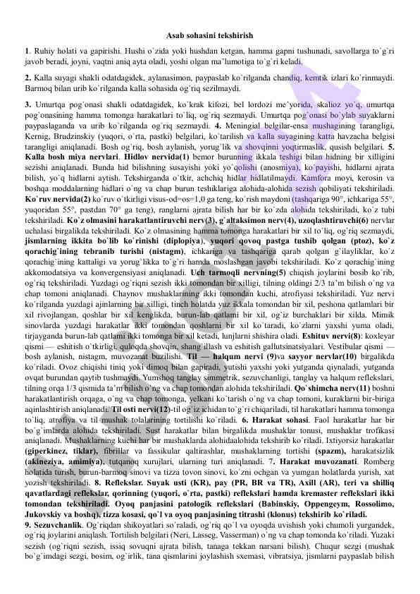 Ruhiy holatni tekshirish usullari