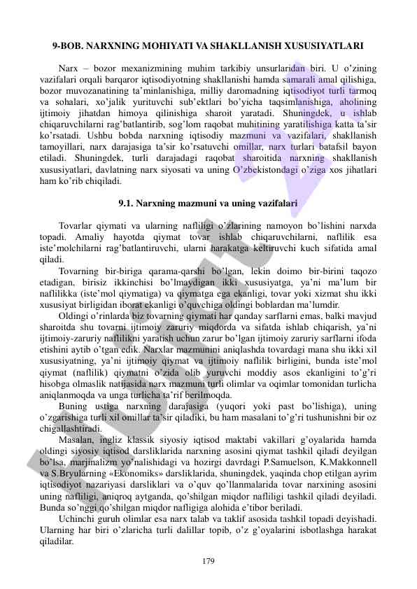 Narxning mohiyati va shakllanish xususiyatlari