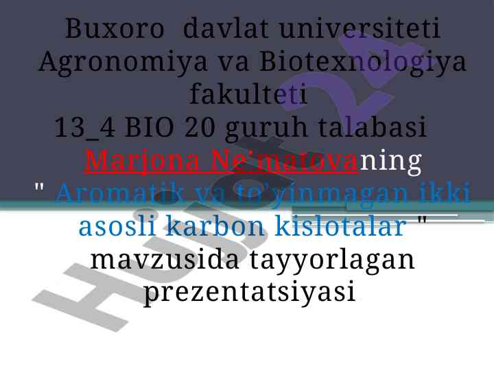Aromatik va to'yinmagan ikki asosli karbon kislotalar