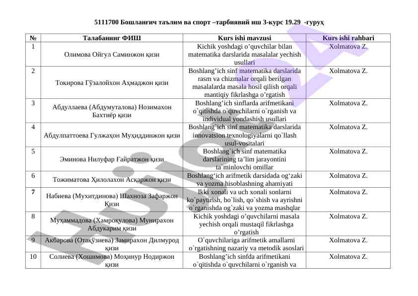 Boshlang'ich ta'limda matematikani o'rgatish usullari