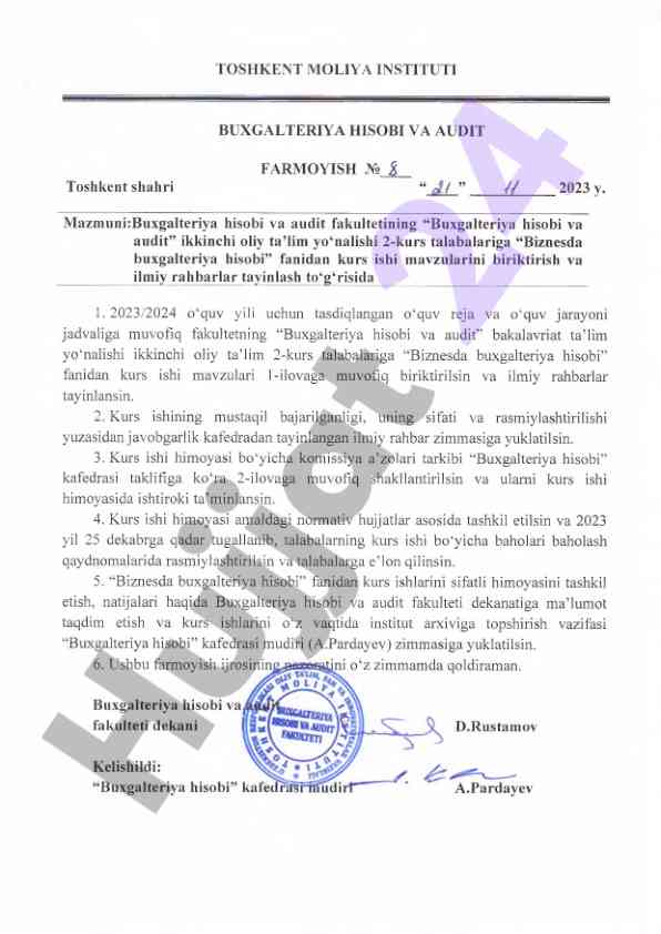 Biznesda buxgalteriya hisobi mavzulari