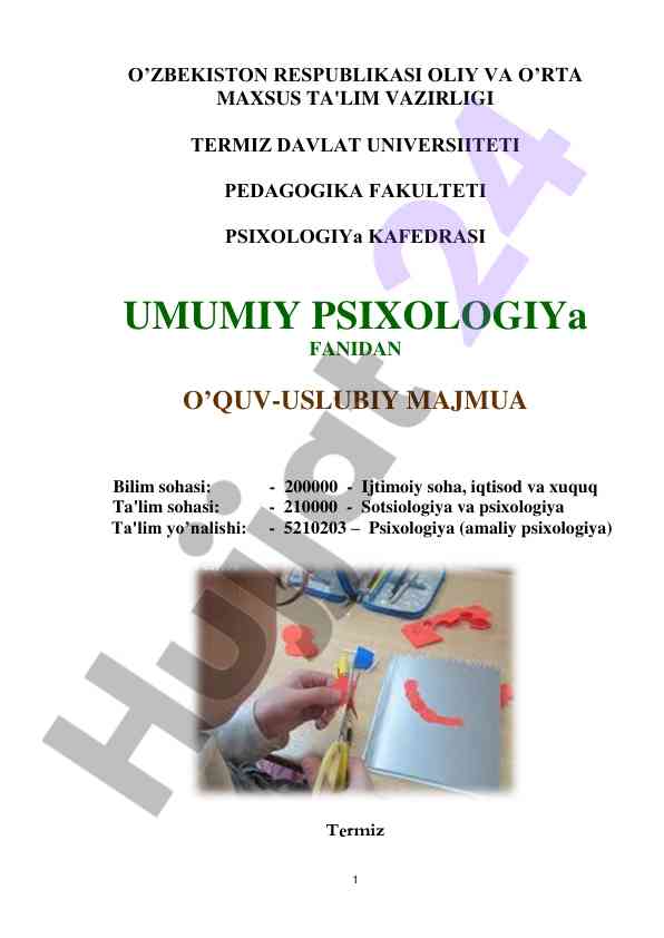 Umumiy psixologiya o‘quv-uslubiy majmua