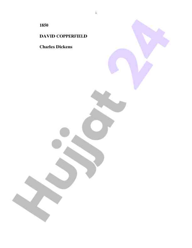 David copperfield: a study of characterization and themes