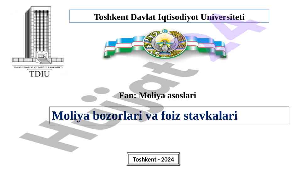 Moliya asoslari kurs ishlari haqida ma'lumot