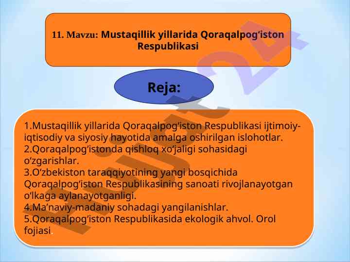 Qoraqalpog‘iston respublikasida islohotlar tahlili