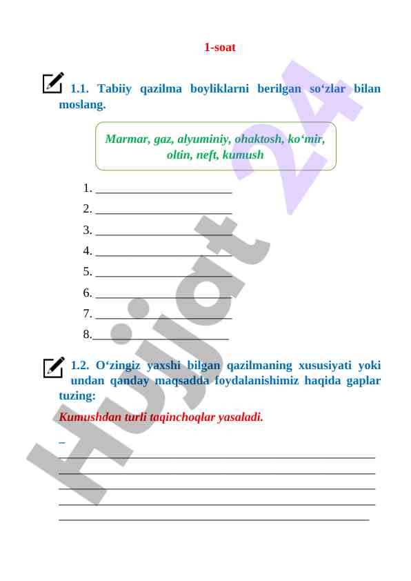 Tabiiy qazilma boyliklari va ularning foydalanishi