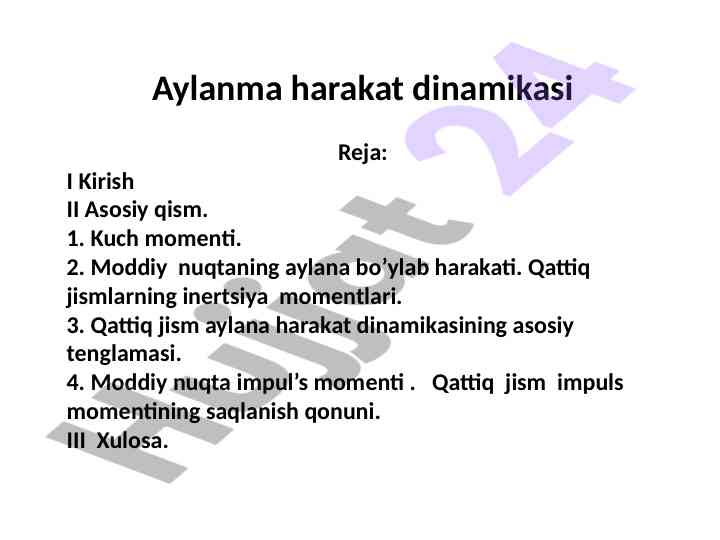 Aylanma harakat dinamikasi asoslari