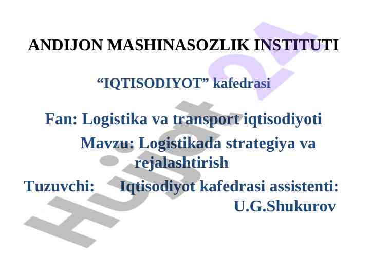 Logistikada strategiya va rejalashtirish