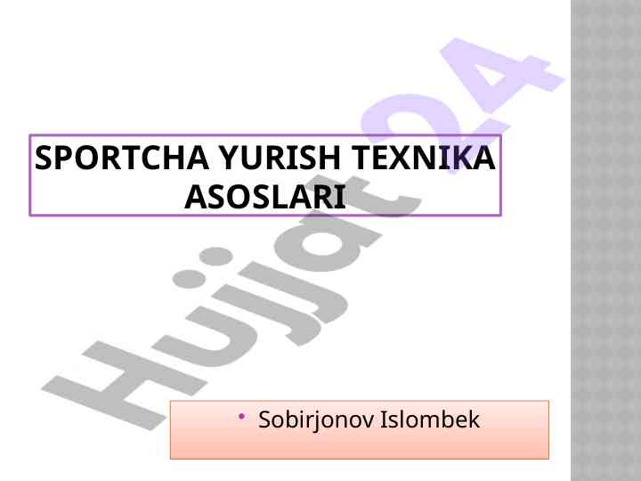 Sportcha yurish texnika asoslari va musobaqalar