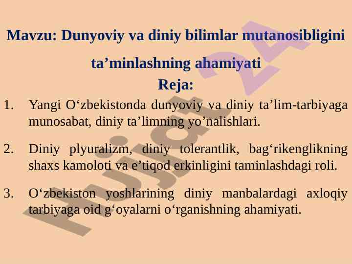 Dunyoviy va diniy bilimlar muttanosibligi ahamiyati