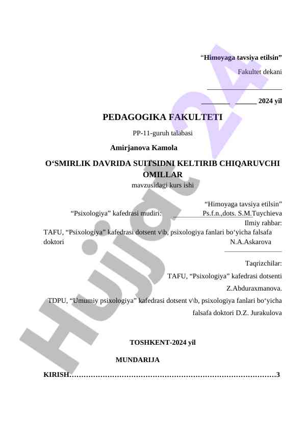 O‘smirlik davrida suitsidni keltirib chiquvchi omillar