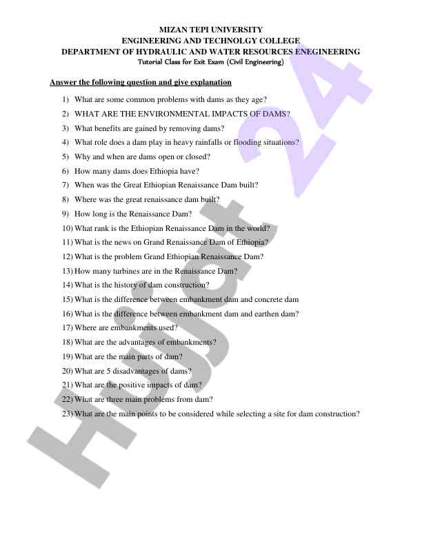 Common problems and impacts of dams on environment