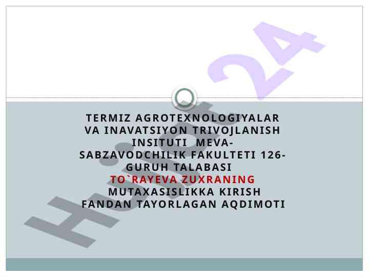 Sharob tayyorlash texnologiyasi va uzumchililik