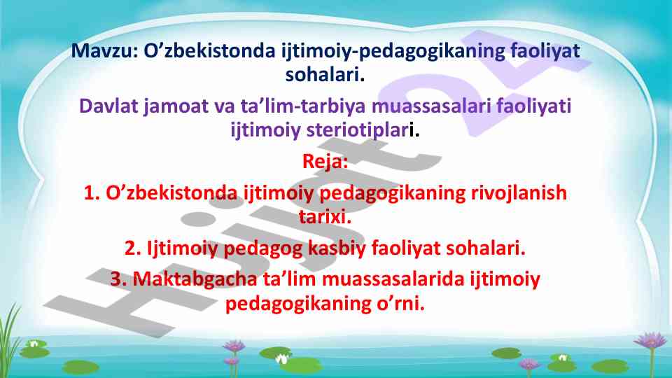 O’zbekistonda ijtimoiy-pedagogikaning faoliyat sohalari