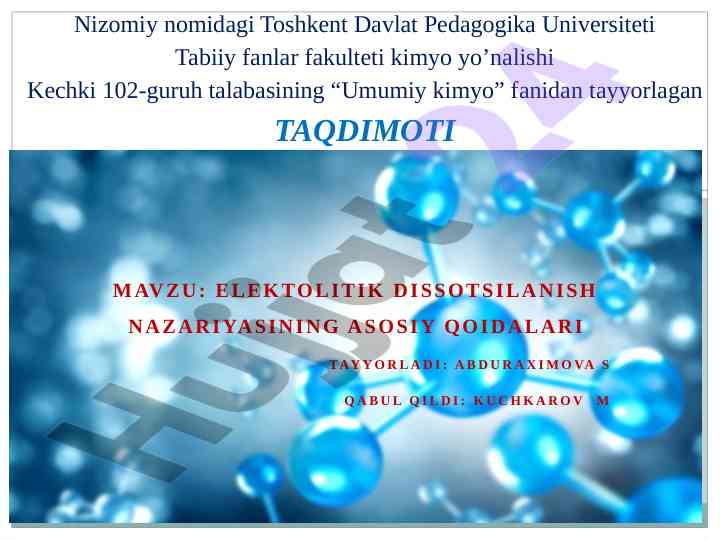 Elektolitik dissotsilanish nazariyasining asosiy qoidalari
