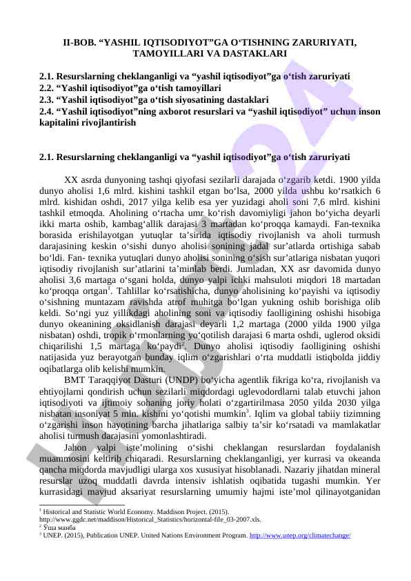 Yashil iqtisodiyotga o‘tishning tamoyillari va dastaklari