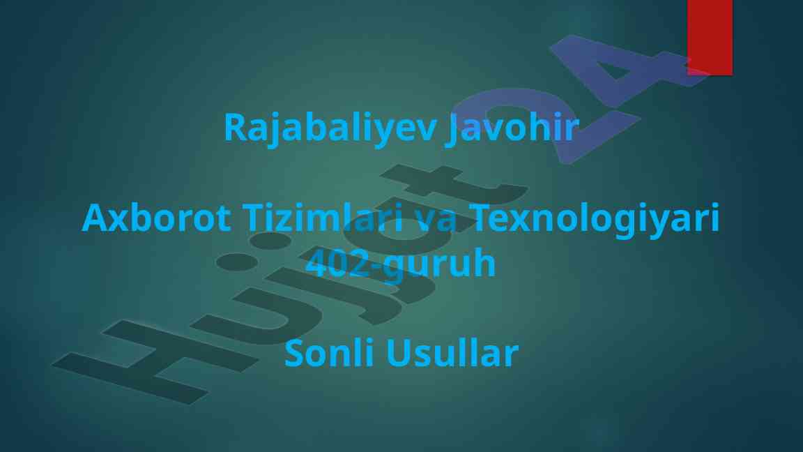 Sonli usullar kvadratur formulalari tadqiqoti
