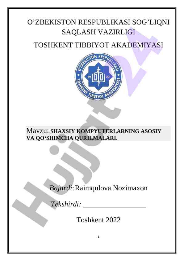Shaxsiy kompyuterlarning asosiy va qo'shimcha qurilmalari