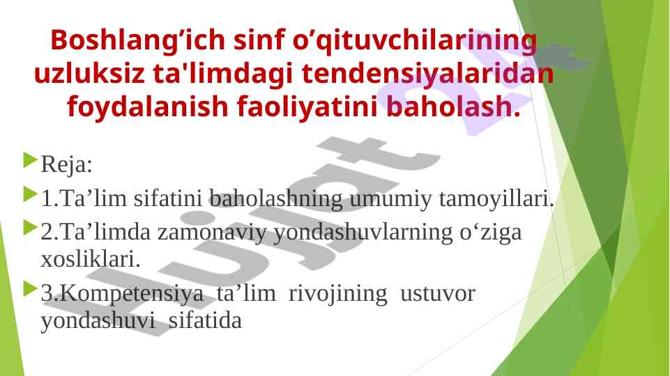 Uzluksiz ta'limdagi tendensiyalarni baholash