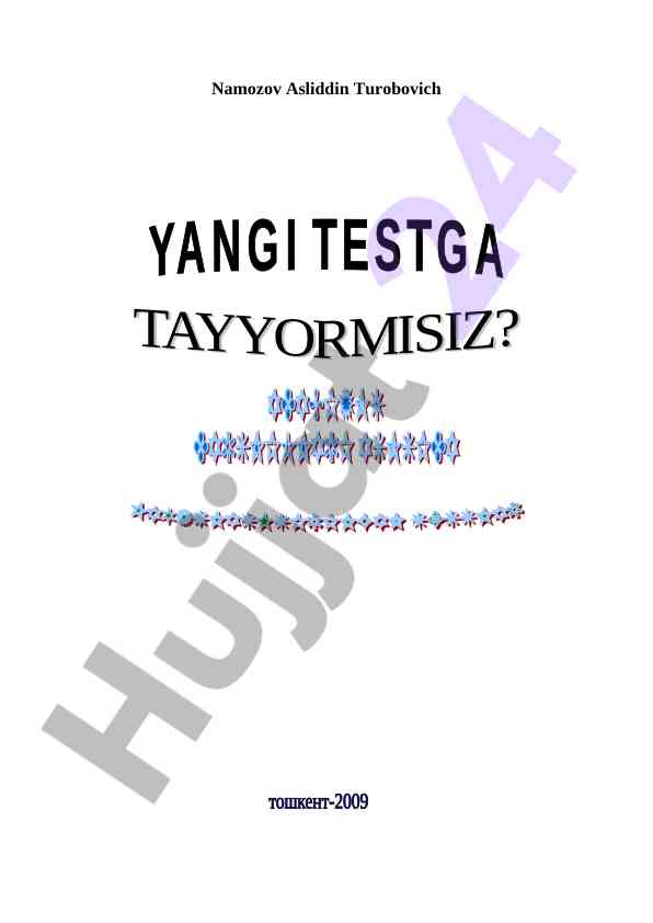 Intensiv kurs dars va test to‘plami rejasi