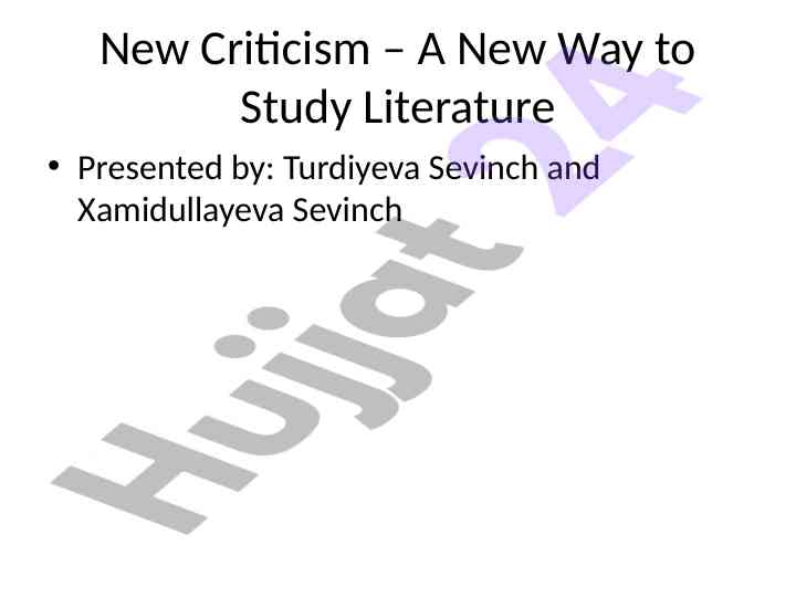 New criticism a method for literary analysis