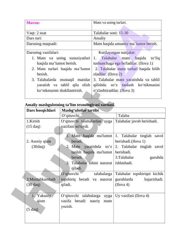 Matn turlari va ta’lim texnologiyalari