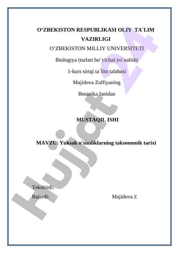 Yuksak o‘simliklarning taksonomik tarixi