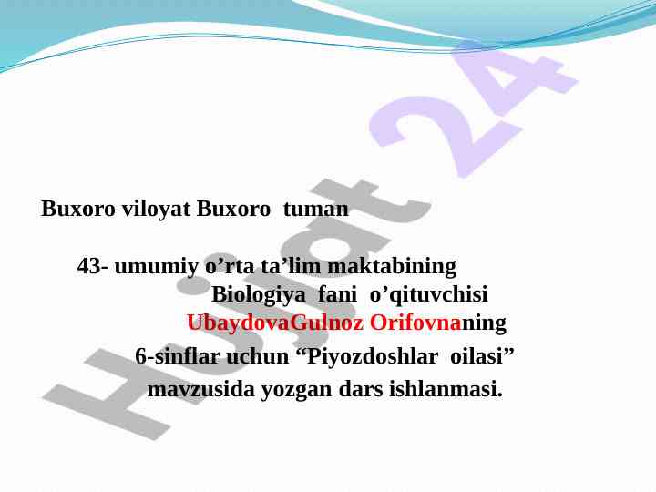 Piyozdoshlar oilasi mavzusida dars ishlanmasi