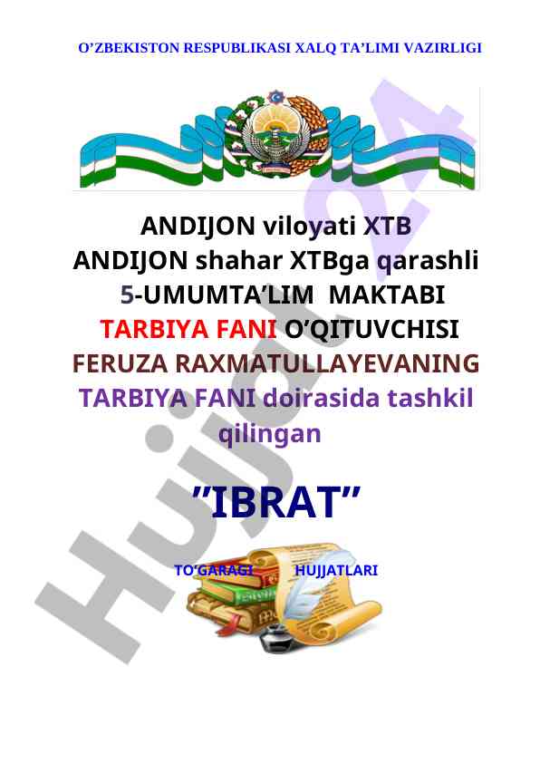 Ibrat togarak mashg'ulot rejasi va maqsadlari