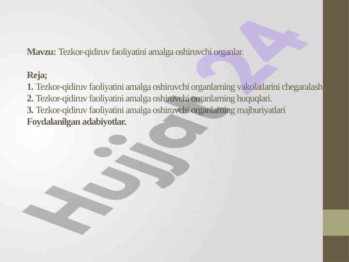 Tezkor-qidiruv faoliyatini amalga oshiruvchi organlar