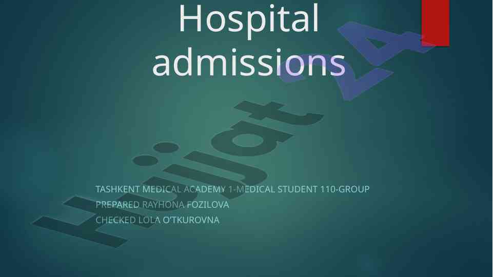 Hospital admissions guide for medical students