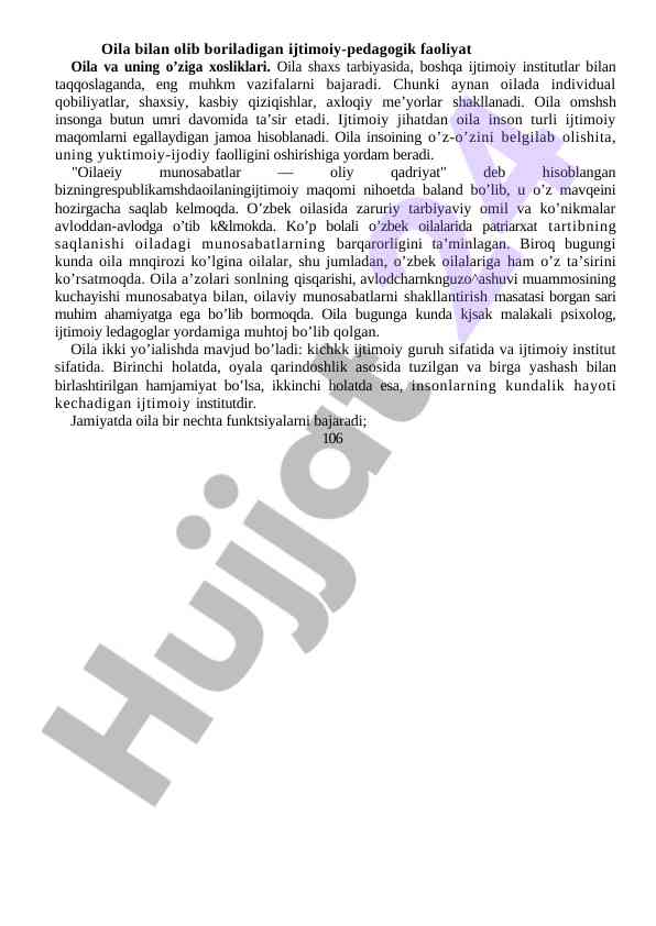 Ijtimoiy-pedagogik faoliyat va oila ta'siri