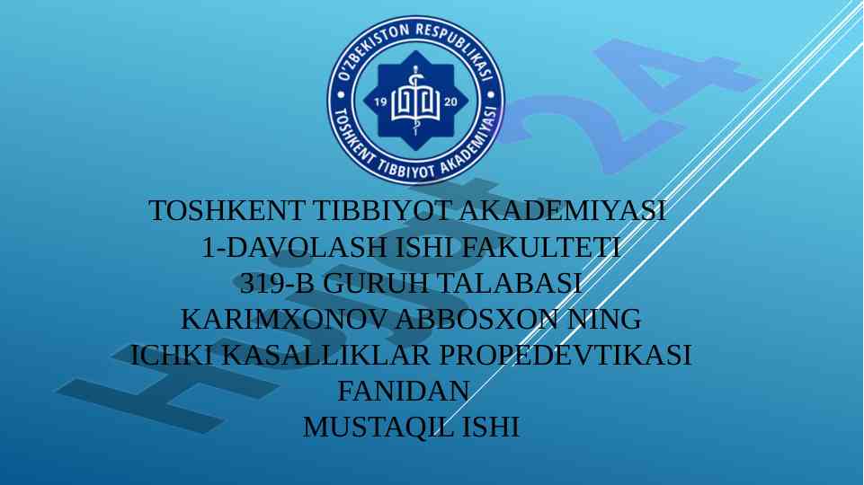 Parenximatoz sariqlik haqida mustaqil ish