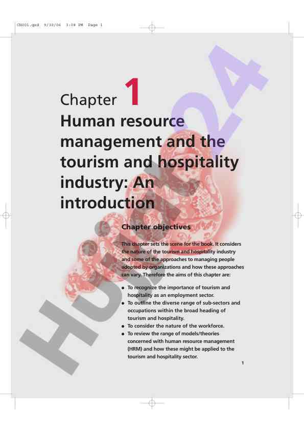 Human resource management in tourism and hospitality