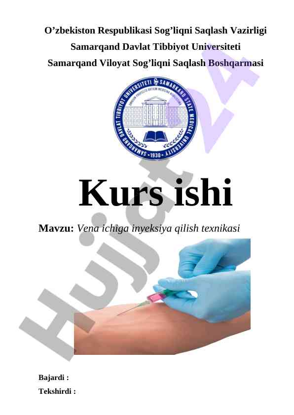Vena ichiga inyeksiya qilish texnikasi