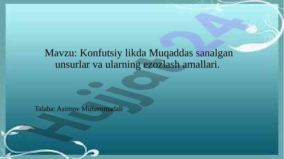 Konfutsiylikda Muqaddas Unsurlar Va Ularning Ahamiyati