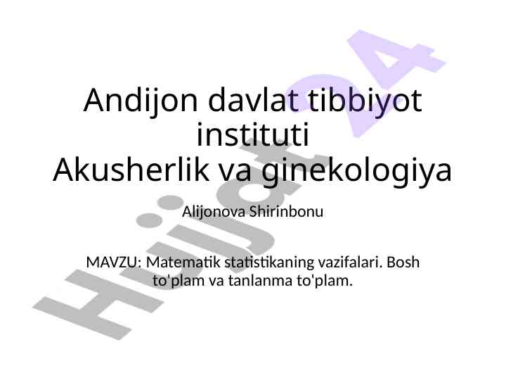 Matematik statistikaning vazifalari bosh to'plam