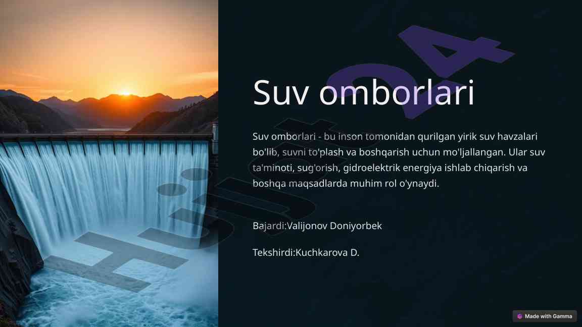 Suv omborlari: turlari va foydalari