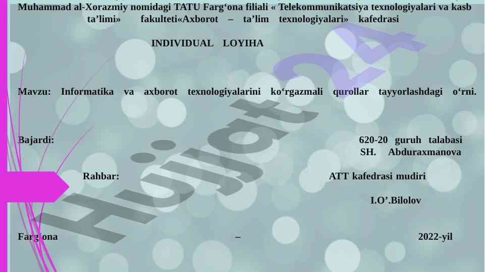 Informatika va axborot texnologiyalari uslubi