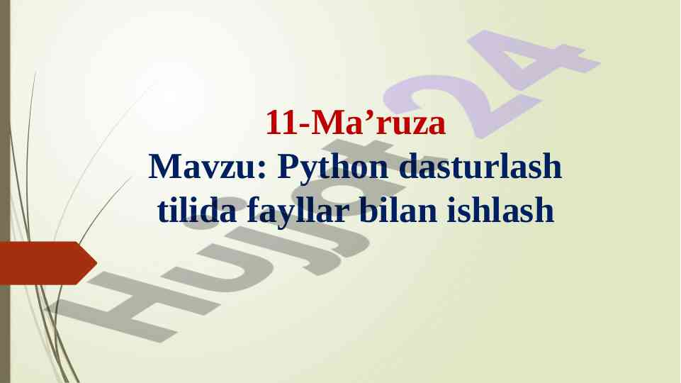 Python dasturlash tilida fayl bilan ishlash