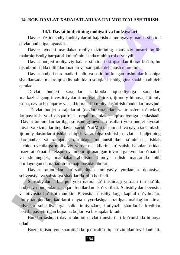 Davlat budjeti va ijtimoiy xarajatlarni tahlil