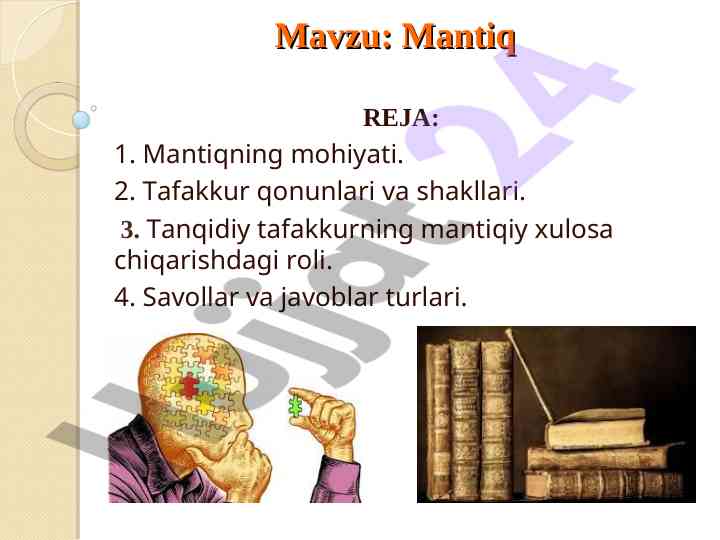 Mantiq mavzusi bilan bog‘liq o‘quv qo‘llanma
